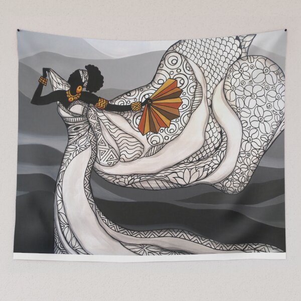 Item preview, Fan Dancer with Scarf in Belize designed and sold by caribbeancolors.