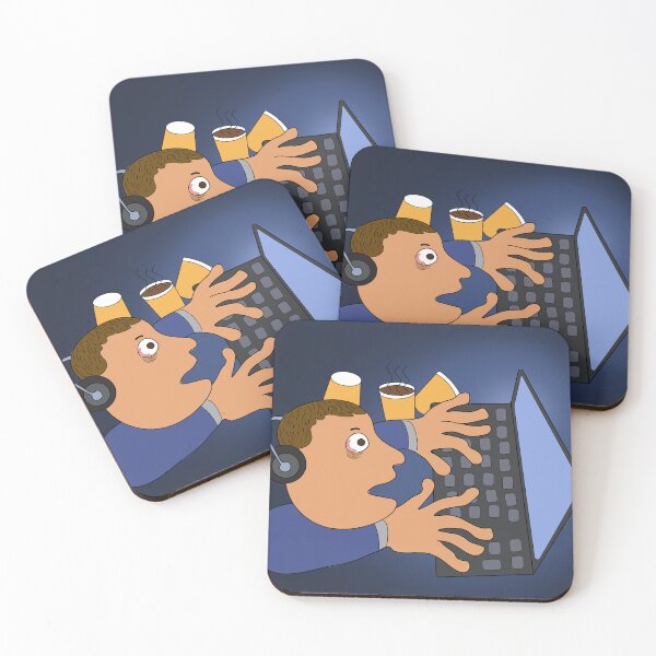 Item preview, Office man overworked on computer with blue light screen. designed and sold by Nalidsa Sukprasert.