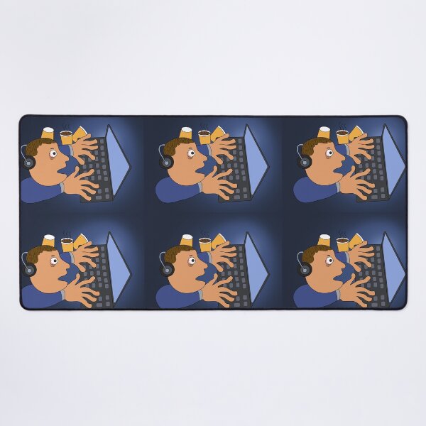 Item preview, Office man overworked on computer with blue light screen. designed and sold by Nalidsa Sukprasert.