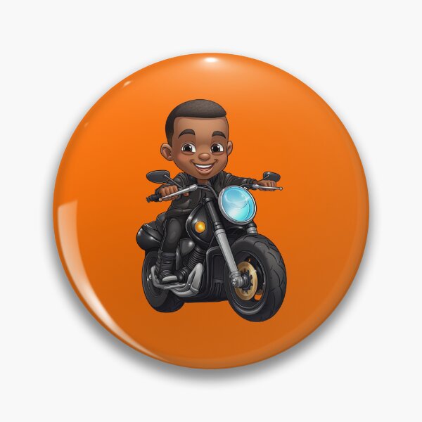 Artikelvorschau, Junger schwarzer Junge mit kurzen Haaren auf einem schwarzen Motorrad entworfen und verkauft von TheTrendsDesk.