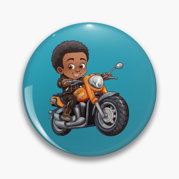 Artikelvorschau, Junger schwarzer Junge fährt auf einem orangefarbenen Motorrad 2 entworfen und verkauft von TheTrendsDesk.