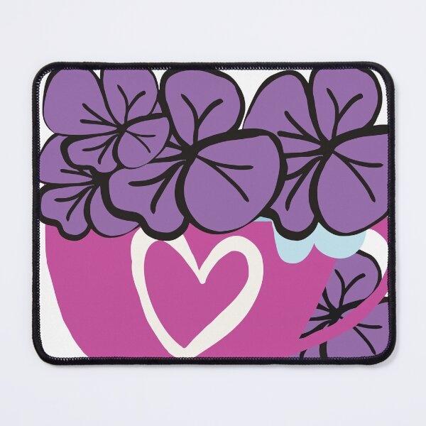 Item preview, Big, Bright, Bold and Beautiful Pink Heart Cup of Purple Flowers designed and sold by Victoria Rose.