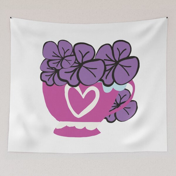 Item preview, Big, Bright, Bold and Beautiful Pink Heart Cup of Purple Flowers designed and sold by Victoria Rose.