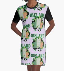 Ireland Flag Shamrock Graphic T-Shirt Dress