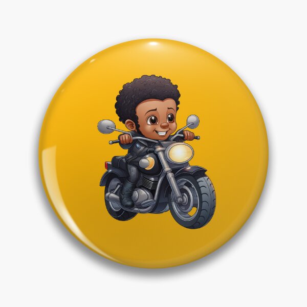 Artikelvorschau, Junger schwarzer Junge fährt auf einem orangefarbenen Motorrad 3 entworfen und verkauft von TheTrendsDesk.