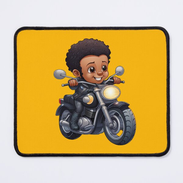 Artikelvorschau, Junger schwarzer Junge fährt auf einem orangefarbenen Motorrad 3 entworfen und verkauft von TheTrendsDesk.