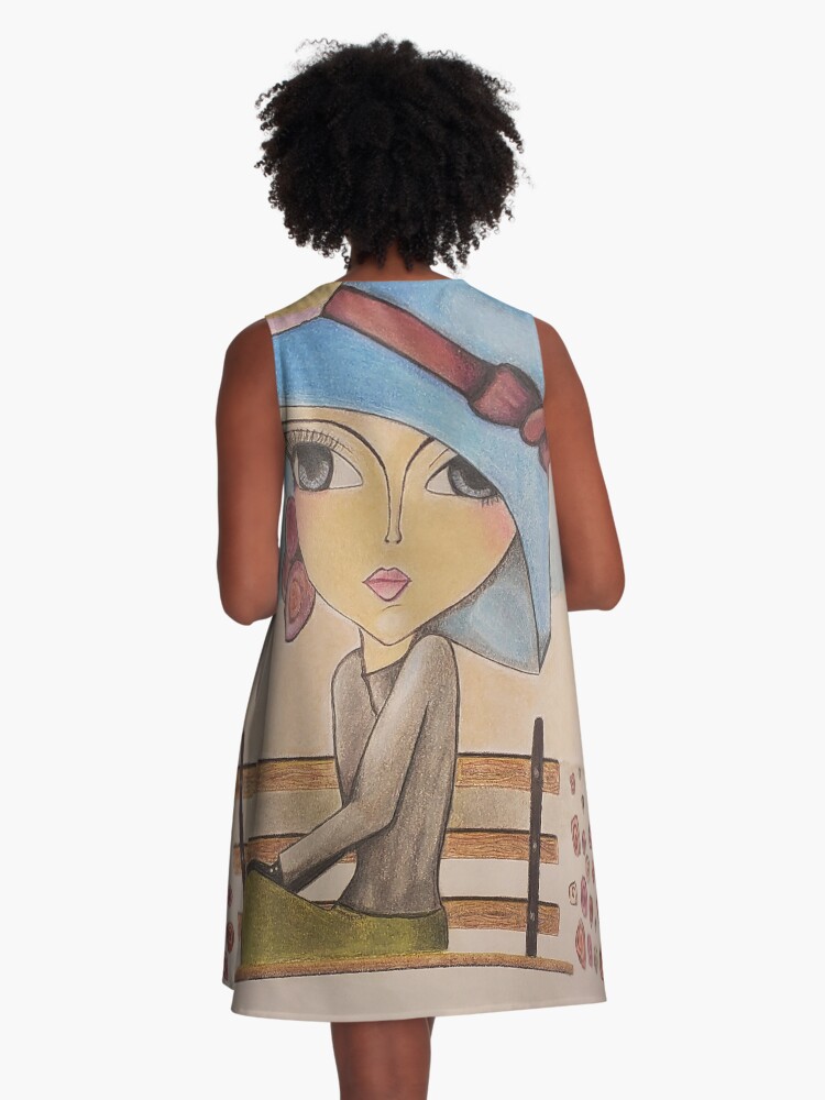 Thumbnail 3 of 4, A-Line Dress, Beauty on the bench designed and sold by GraphicTempt.