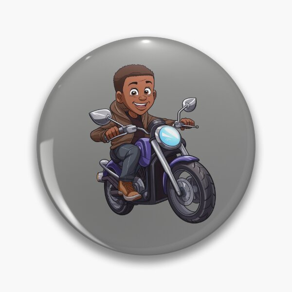 Artikelvorschau, Junger schwarzer Junge fährt auf einem lila/blauen Motorrad entworfen und verkauft von TheTrendsDesk.