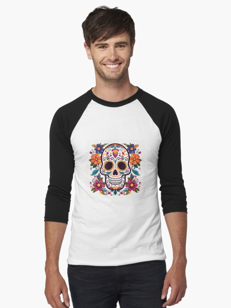 Sugar Skull Shirt, Baseball T-Shirt