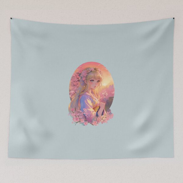 Item preview, Blue Vintage Rapunzel Cherry Blossoms  designed and sold by Selenes Designs.