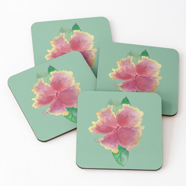 Item preview, Light Green Tequila Sunrise Hibiscus Flower Water Colour Painting designed and sold by Pieretto.
