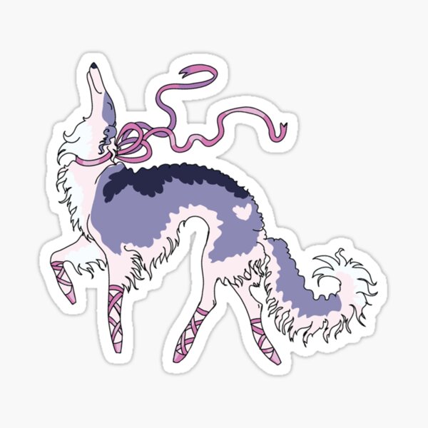 Ballet Ribbon Borzoi Sticker