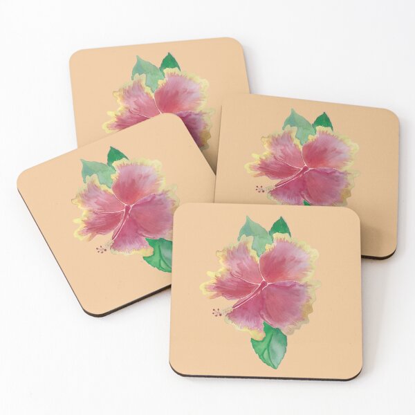 Item preview, Soft Orange Tequila Sunrise Hibiscus Flower Water Colour Painting designed and sold by Pieretto.