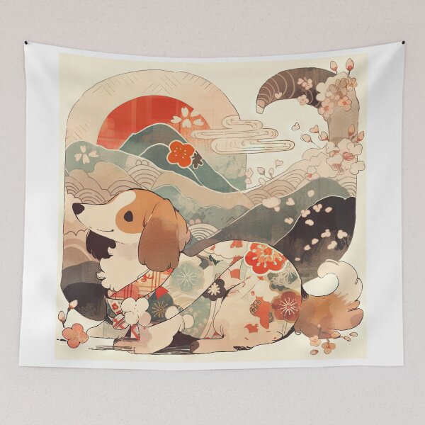 Item preview, Japanese Woodblock Style Dachshund Dog  designed and sold by BlvckSky.