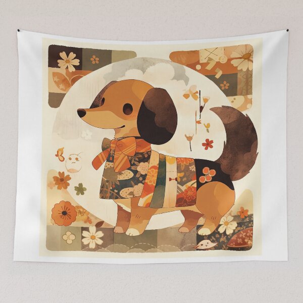 Item preview, Japanese Woodblock Style Dachshund Dog designed and sold by BlvckSky.