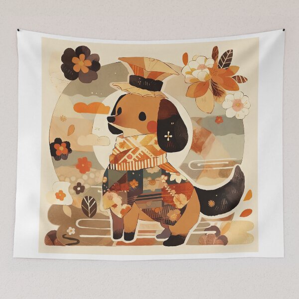 Item preview, Japanese Woodblock Style Dachshund Dog designed and sold by BlvckSky.