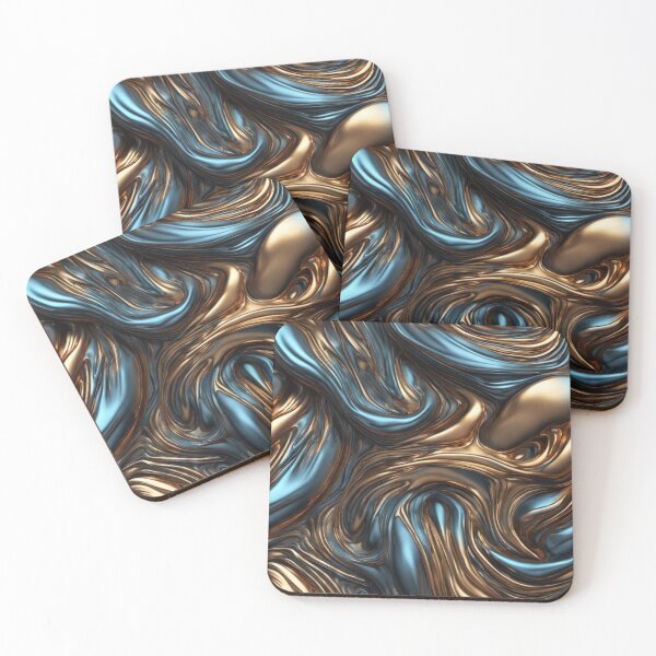 Item preview, Abstract Liquid Metal Blue and Gold designed and sold by calibrit.