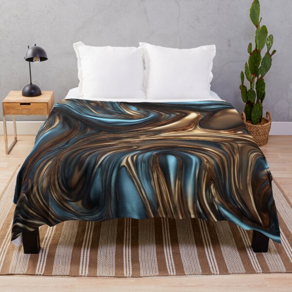 Item preview, Abstract Liquid Metal Blue and Gold designed and sold by calibrit.