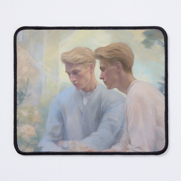 Item preview, Coquette aesthetic and gay aethetic painting of two loving men designed and sold by Coquette Art.