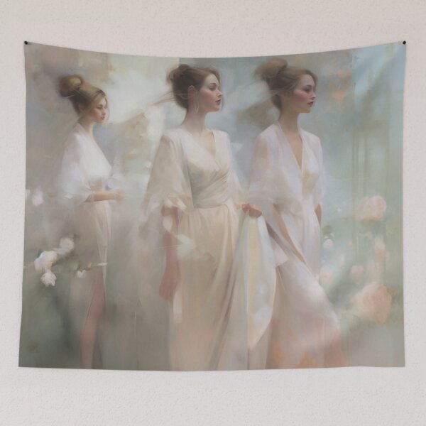 Item preview, Cuadro vintage estético coqueto de 3 hermanas. designed and sold by Coquette Art.