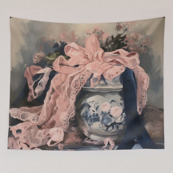 Item preview, Coquette aesthetic vintage painting of a pink satine bow designed and sold by Coquette Art.