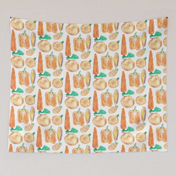 Item preview, orange fruits and veggies watercolor painting designed and sold by Punkylynne.