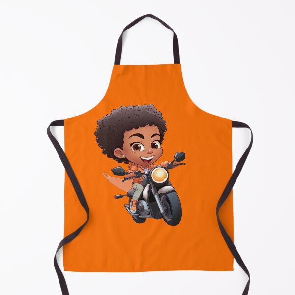 Item preview, Young Black Girl Riding a Motorcycle (orange background) designed and sold by TheTrendsDesk.