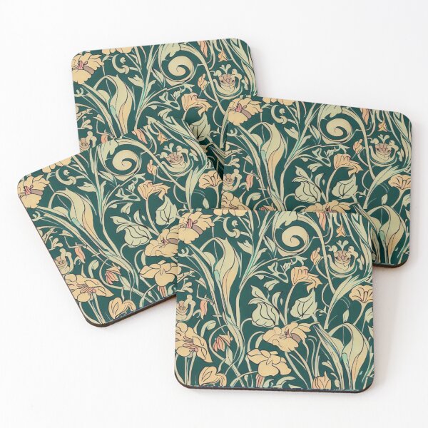 Artikelvorschau, Kopie des Jugendstil-Botanischen Gartendesigns auf Dunkelgrün entworfen und verkauft von ArtNouveauLou.
