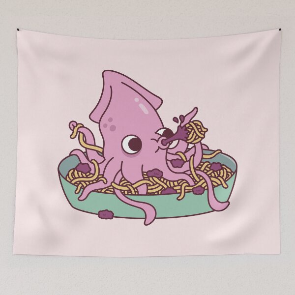 Item preview, Cute Squid Squirting Squid Ink Pasta Funny designed and sold by rustydoodle.