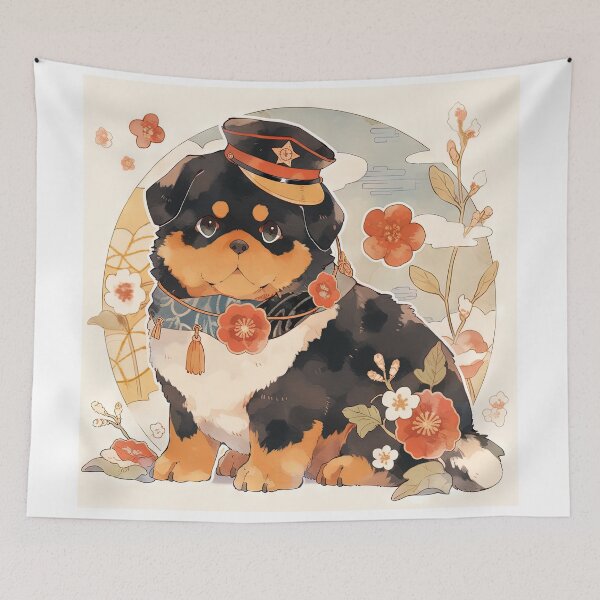 Item preview, Japanese Woodblock Style Rottweiler Puppy Dog designed and sold by BlvckSky.