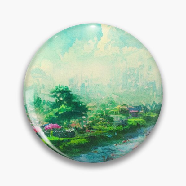 Item preview, Solarpunk Watercolor Anime Inspired Landscape designed and sold by Aexlotyl.