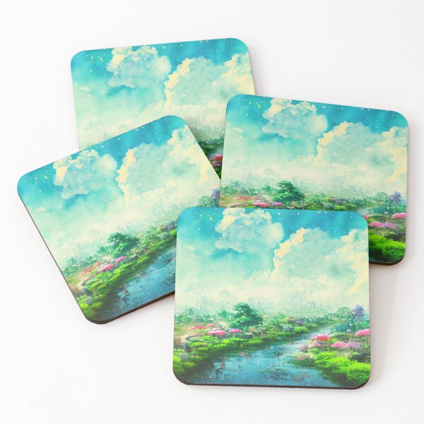 Item preview, Solarpunk Watercolor Anime Inspired Landscape designed and sold by Aexlotyl.