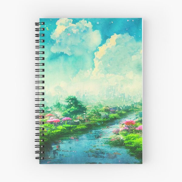 Item preview, Solarpunk Watercolor Anime Inspired Landscape designed and sold by Aexlotyl.
