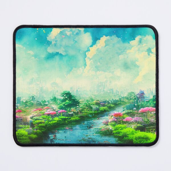 Item preview, Solarpunk Watercolor Anime Inspired Landscape designed and sold by Aexlotyl.