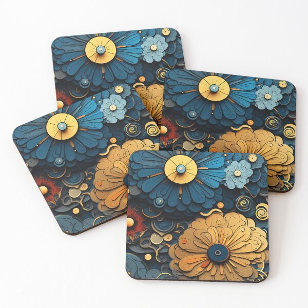 Item preview, 3D Rendering Amber and Blue Floral designed and sold by MapleTArts.