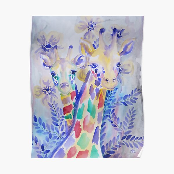 Giraffe Friends Poster