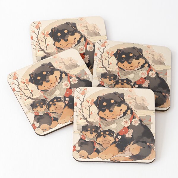 Item preview, Japanese Woodblock Style Rottweiler Dog Family designed and sold by BlvckSky.