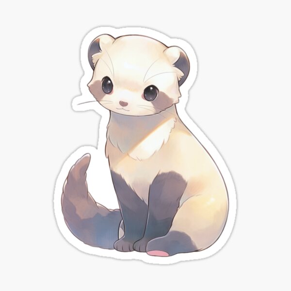 Anime Black Footed Ferret Sticker for Sale by Daytalk Redbubble