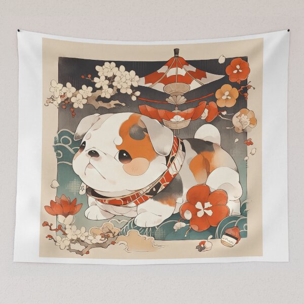 Item preview, Japanese Woodblock Style Bulldog Puppy designed and sold by BlvckSky.