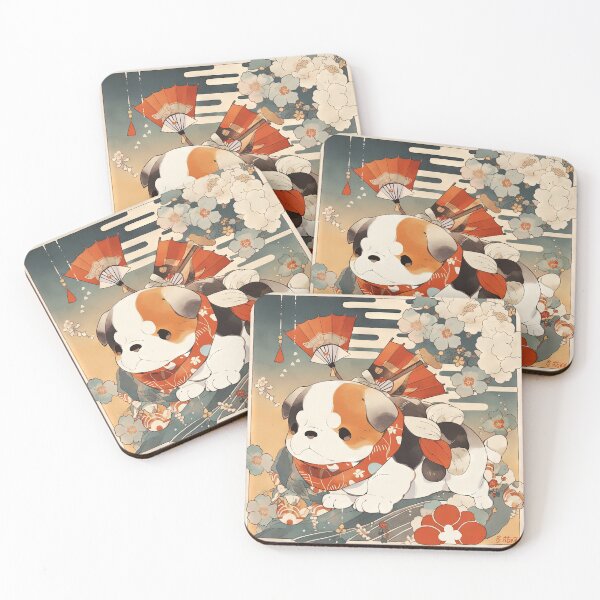 Item preview, Japanese Woodblock Style Bulldog Puppy  designed and sold by BlvckSky.