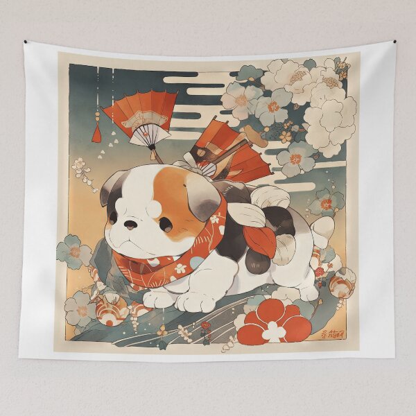 Item preview, Japanese Woodblock Style Bulldog Puppy  designed and sold by BlvckSky.