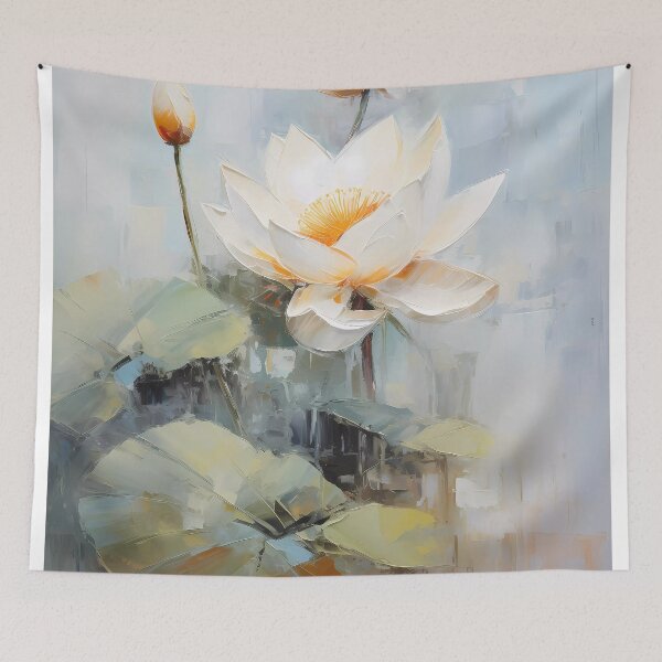 Item preview, Thick brush strokes impressionistic flower lotus flowers background poster decorative painting  designed and sold by UnaWu533.