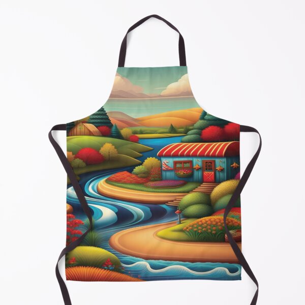 Item preview, Folk Art Style River with Blue House designed and sold by alw951.