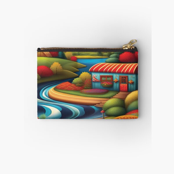 Item preview, Folk Art Style River with Blue House designed and sold by alw951.