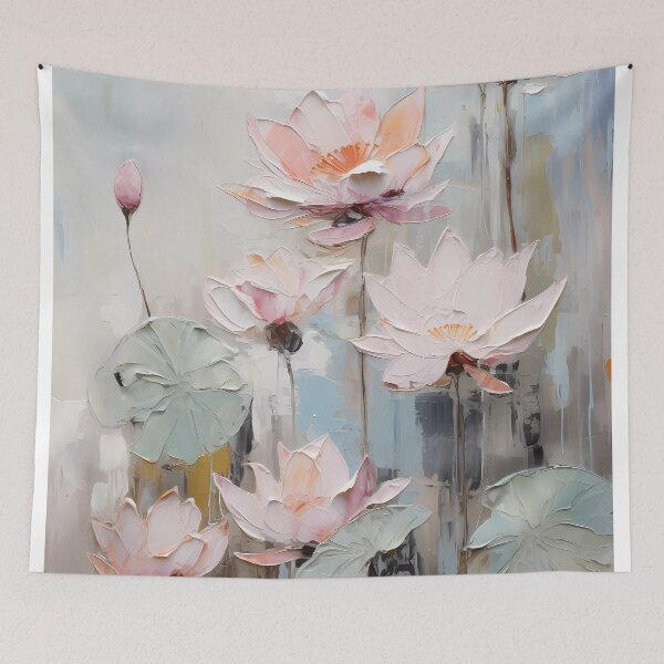 Item preview, Thick brush strokes impressionistic flower lotus flowers background poster decorative painting  08 designed and sold by UnaWu533.