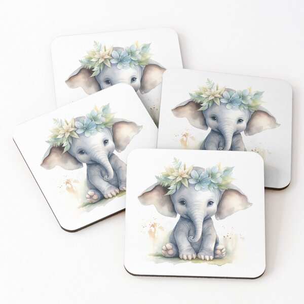 Item preview, Boho-Chic Baby Elephant in Watercolour: A Playful Scandi Style Cub Design designed and sold by PaintbrushPlace.