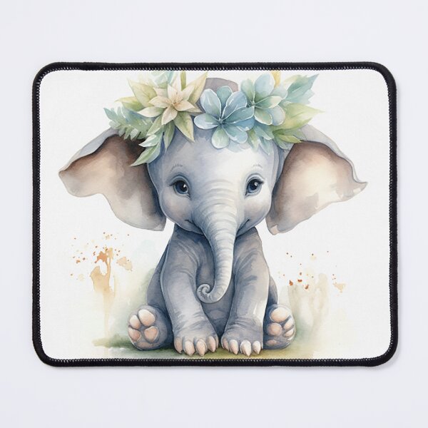 Item preview, Boho-Chic Baby Elephant in Watercolour: A Playful Scandi Style Cub Design designed and sold by PaintbrushPlace.