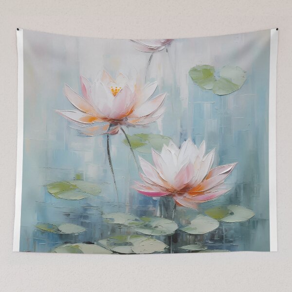 Item preview, Thick brush strokes impressionistic flower lotus flowers background poster decorative painting 10 designed and sold by UnaWu533.