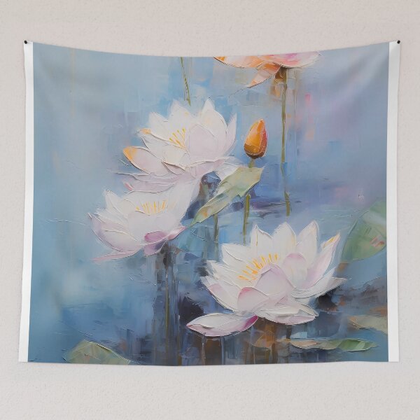 Item preview, Thick brush strokes impressionistic flower lotus flowers background poster decorative painting 11 designed and sold by UnaWu533.