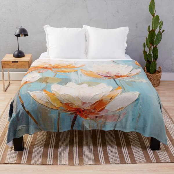 Item preview, Thick brush strokes impressionistic flower lotus flowers background poster decorative painting designed and sold by UnaWu533.